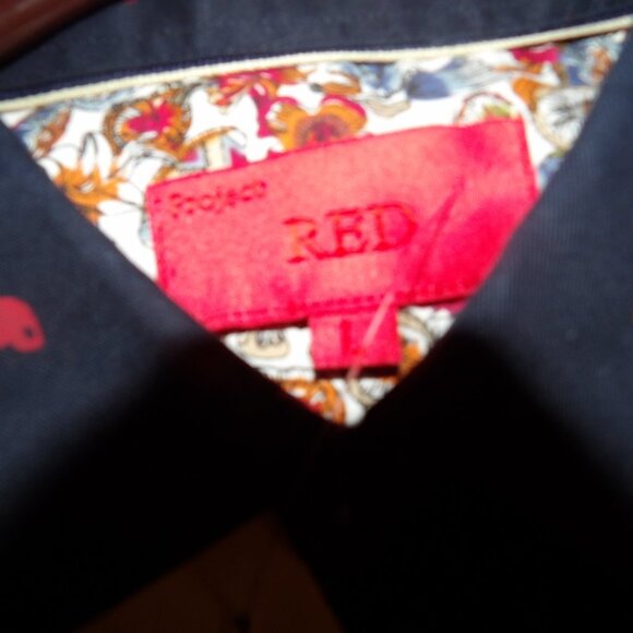 NWT Project Red " Whales" Coordinating Cuffs Men's Button Down Shirt Sz L - Picture 8 of 9